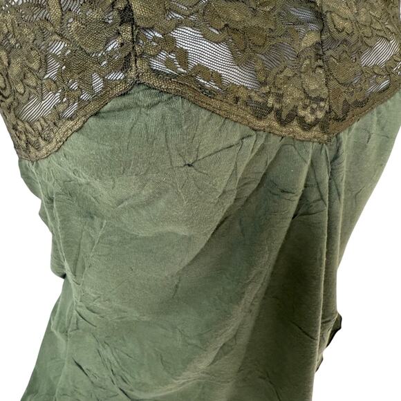 Y2K Lace Trim Cami Top Medium Olive Green 90s Fairy Whimsygoth Retro Camisole - Picture 11 of 14